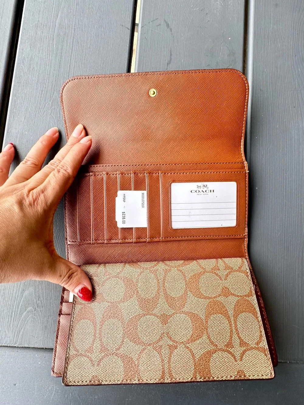 Coach Peyton Signature Checkbook Wallet. New